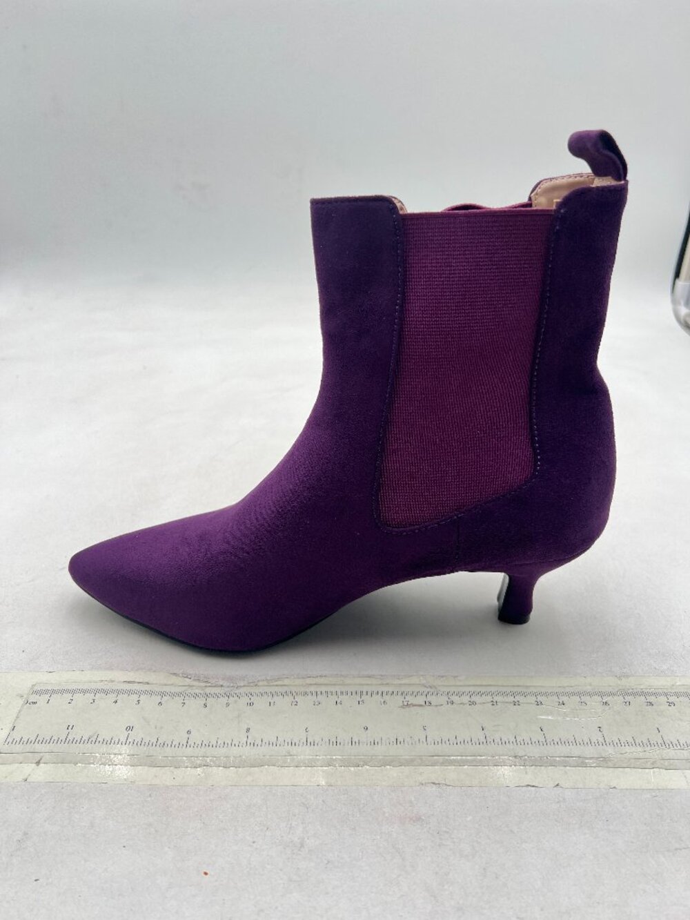 Purple Women Low Heels Closed Toe Ankle Boots Winter Comfy Party Dress Shoes
